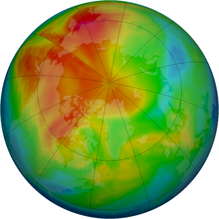Arctic ozone map for 01 January 1994